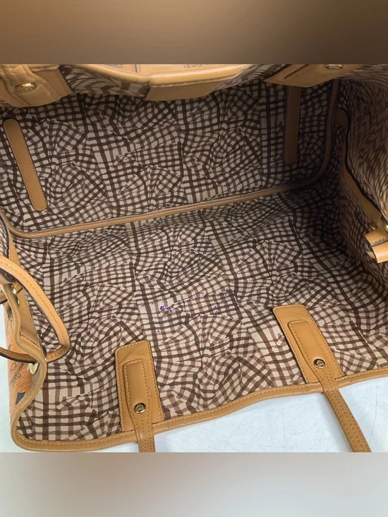 MCM Liz Large Reversible Visetos Brown Cognac Shopper Tote Bag - Picture 7 of 16